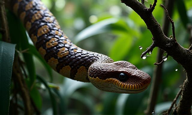 Un boa nella foresta amazzonica